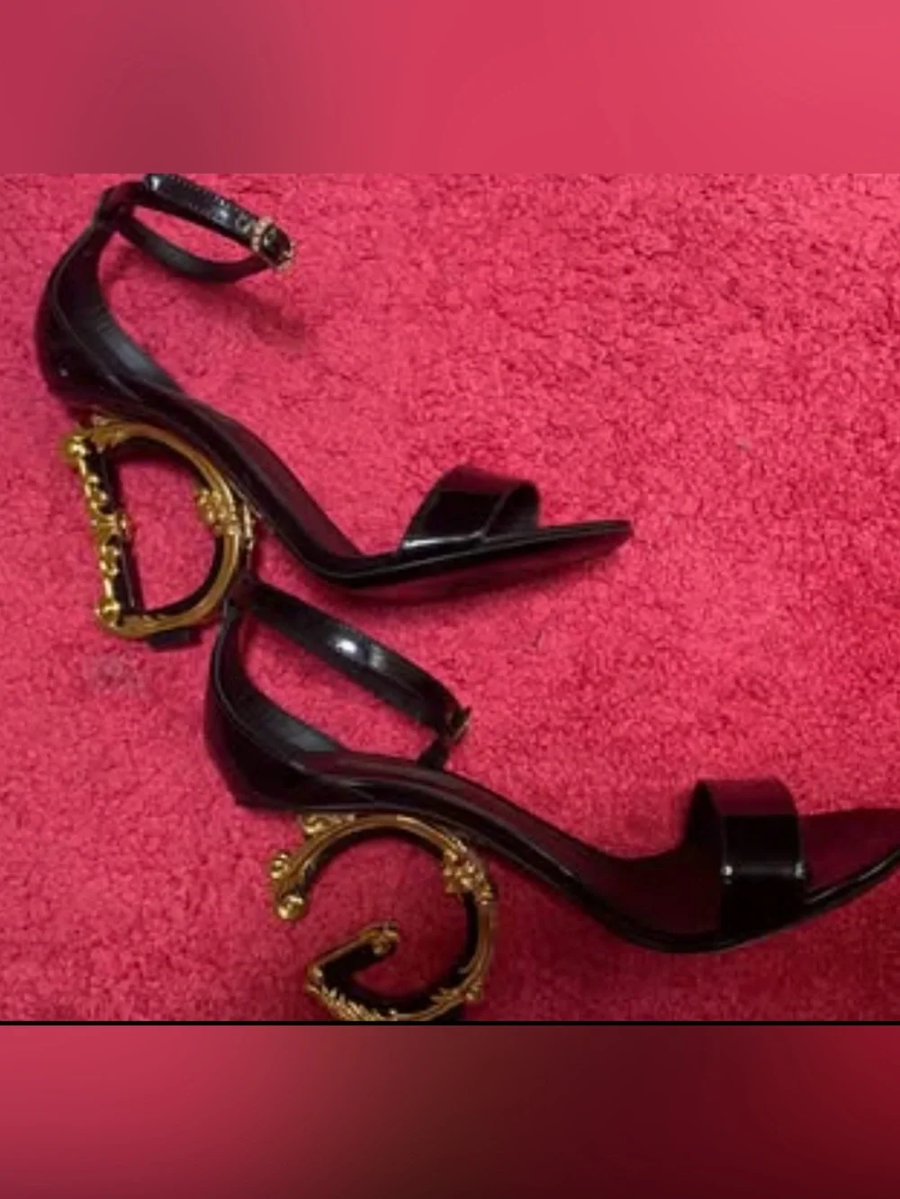 DOLCE&GABBANA Sculpted-Heel Patent Leather Sandals